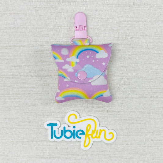 Neoprene Tubing Pouch - Rainbows on Pink