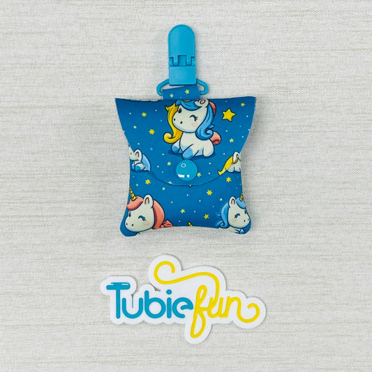 Neoprene Tubing Pouch - Unicorns on Blue