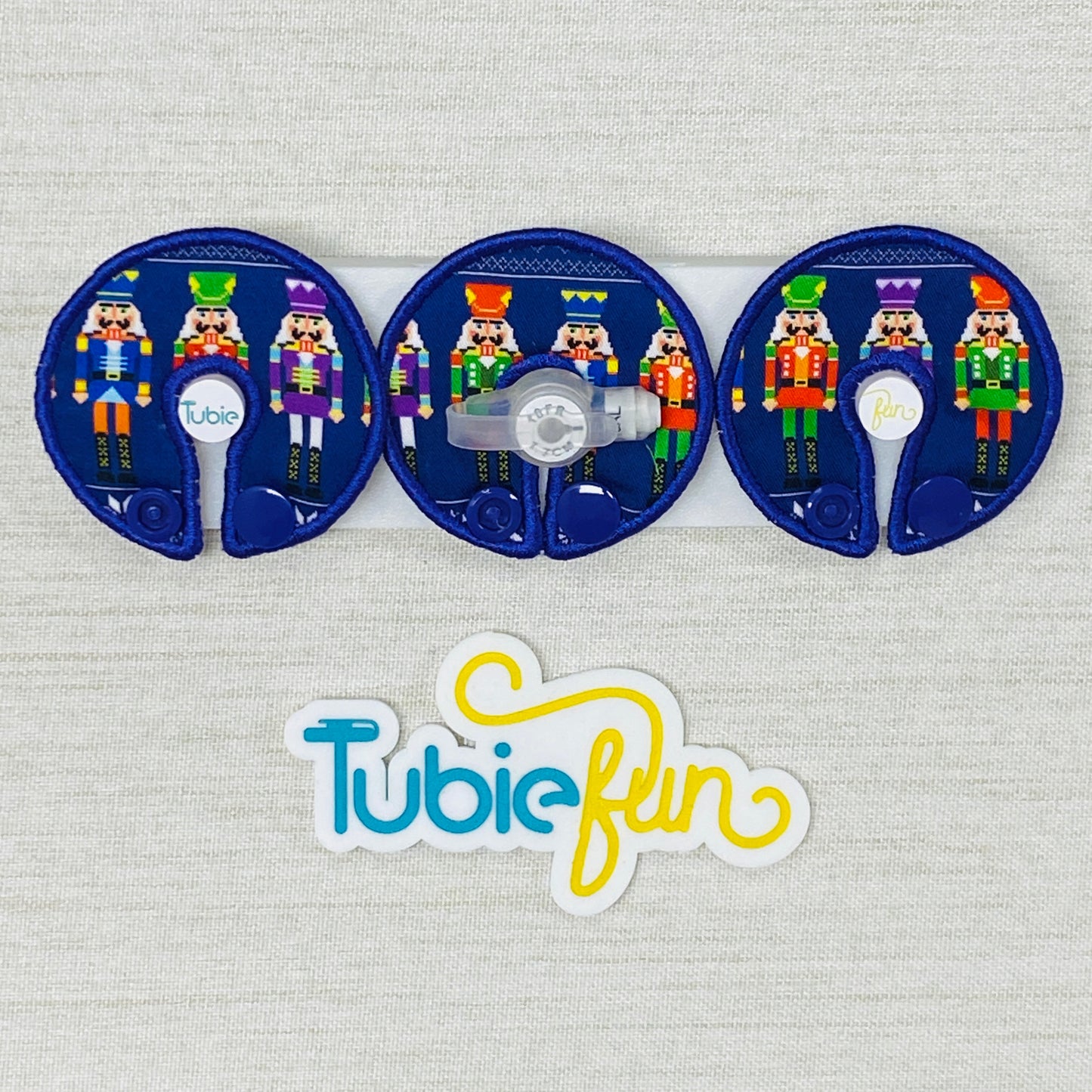 G-Tube Button Pad Cover - Nutcrackers on Purple