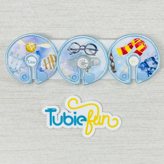 G-Tube Button Pad Cover - Wizard Items on Blue