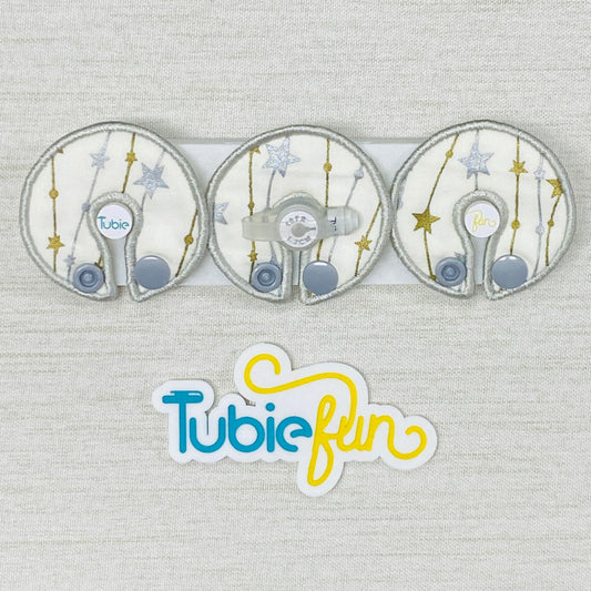 G-Tube Button Pad Cover - Gold and Silver Stars