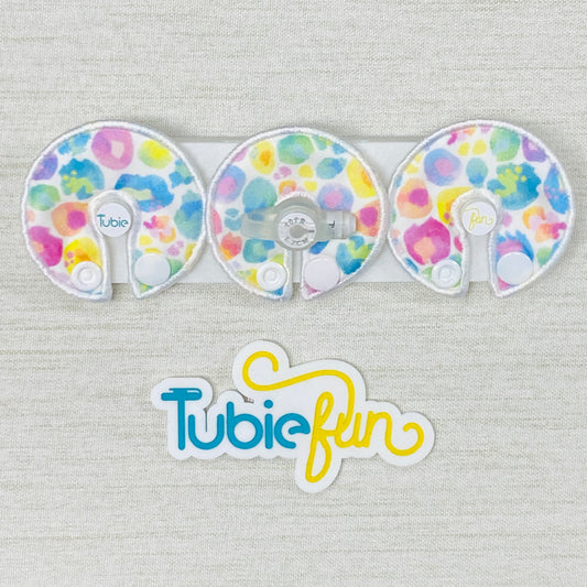G-Tube Button Pad Cover - Kasey Rainbow Pastel Leopard