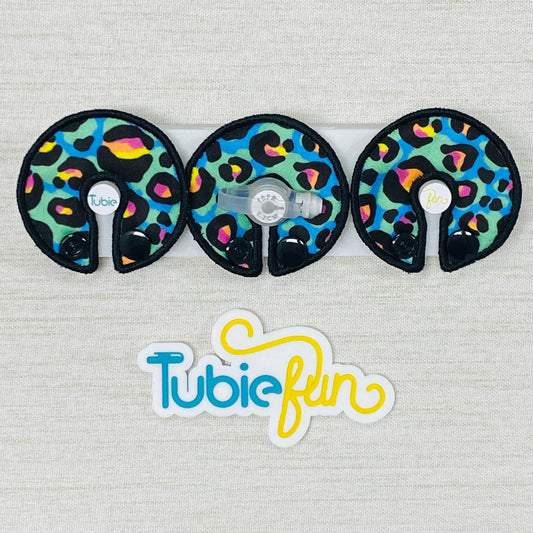 G-Tube Button Pad Cover - Kasey Rainbow Neon Leopard