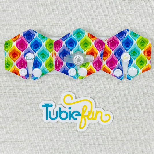 Mini Hexagon G-Tube Button Pad Cover - Coloured Flames