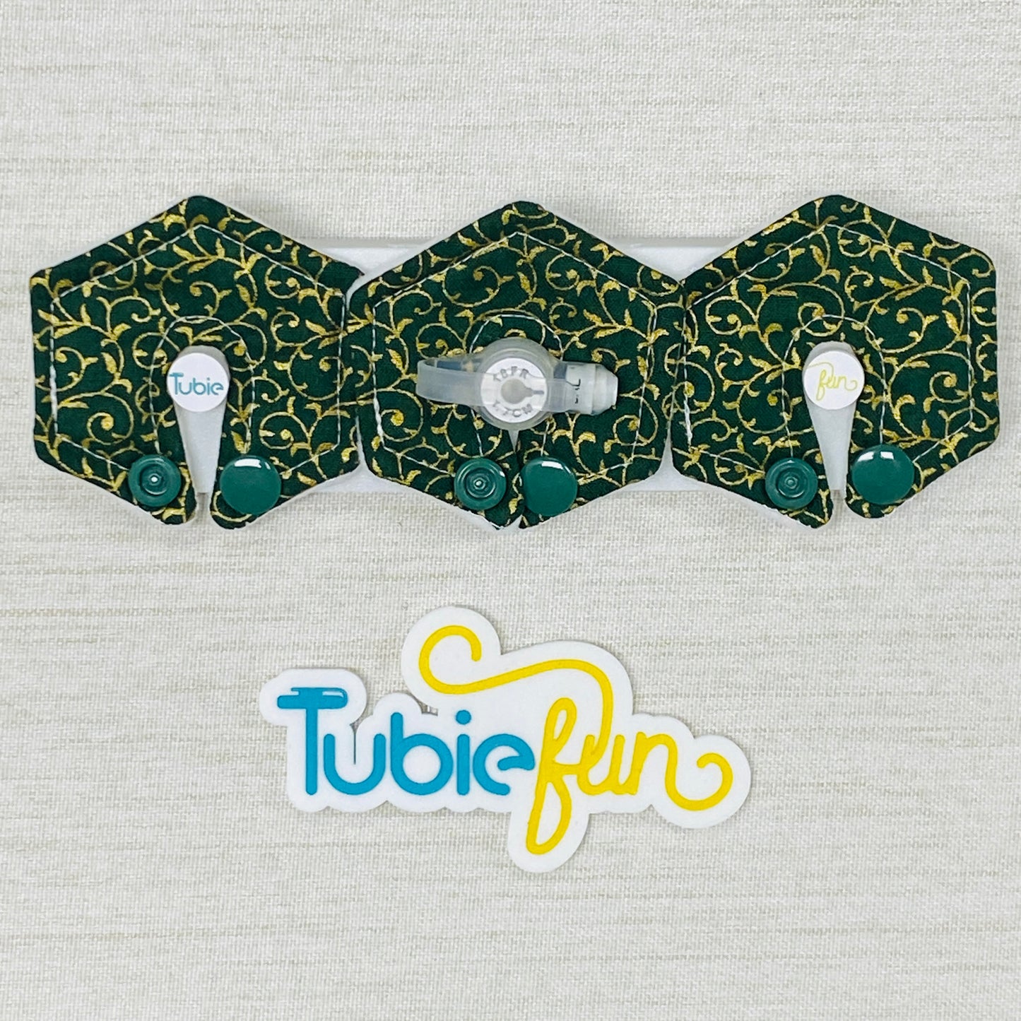 Mini Hexagon G-Tube Button Pad Cover - Gold Vines