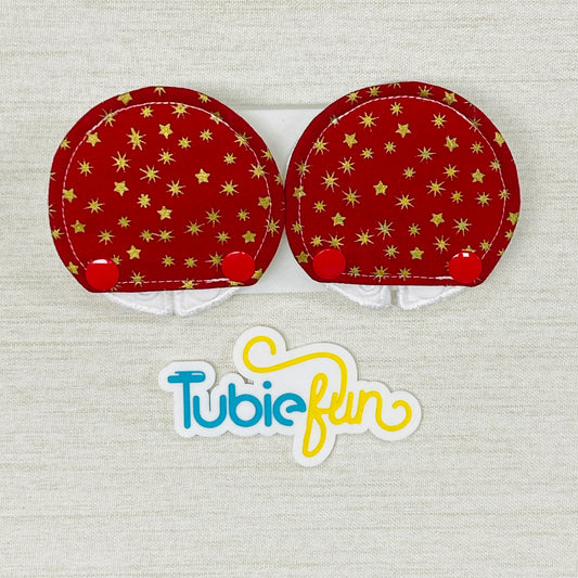 Covered Button Pad - Gold Stars on Red