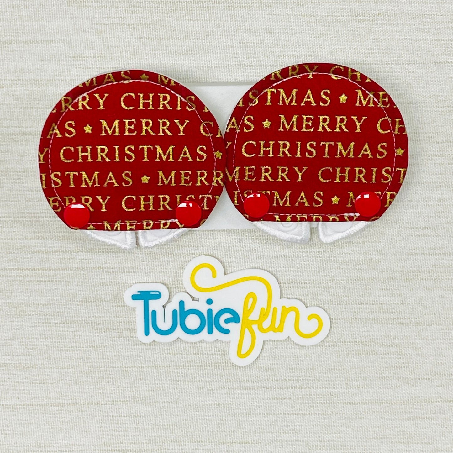 Covered Button Pad - Merry Christmas on Red
