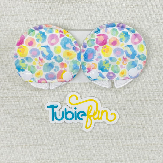 Covered Button Pad - Kasey Rainbow Pastel Leopard