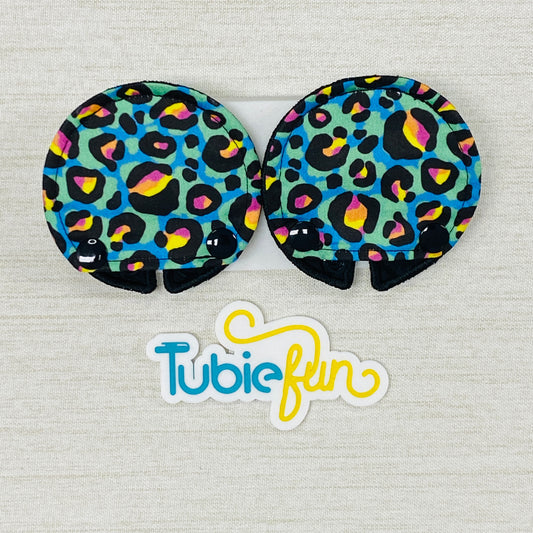 Covered Button Pad - Kasey Rainbow Neon Leopard