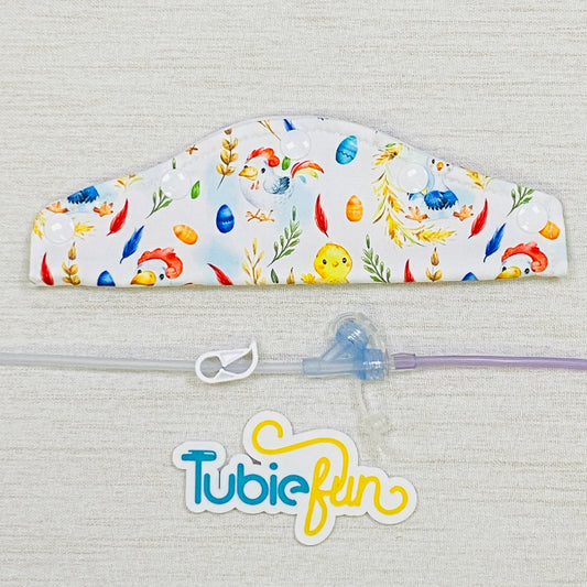 Large Feeding Tube Connection Cover - Chicks On White
