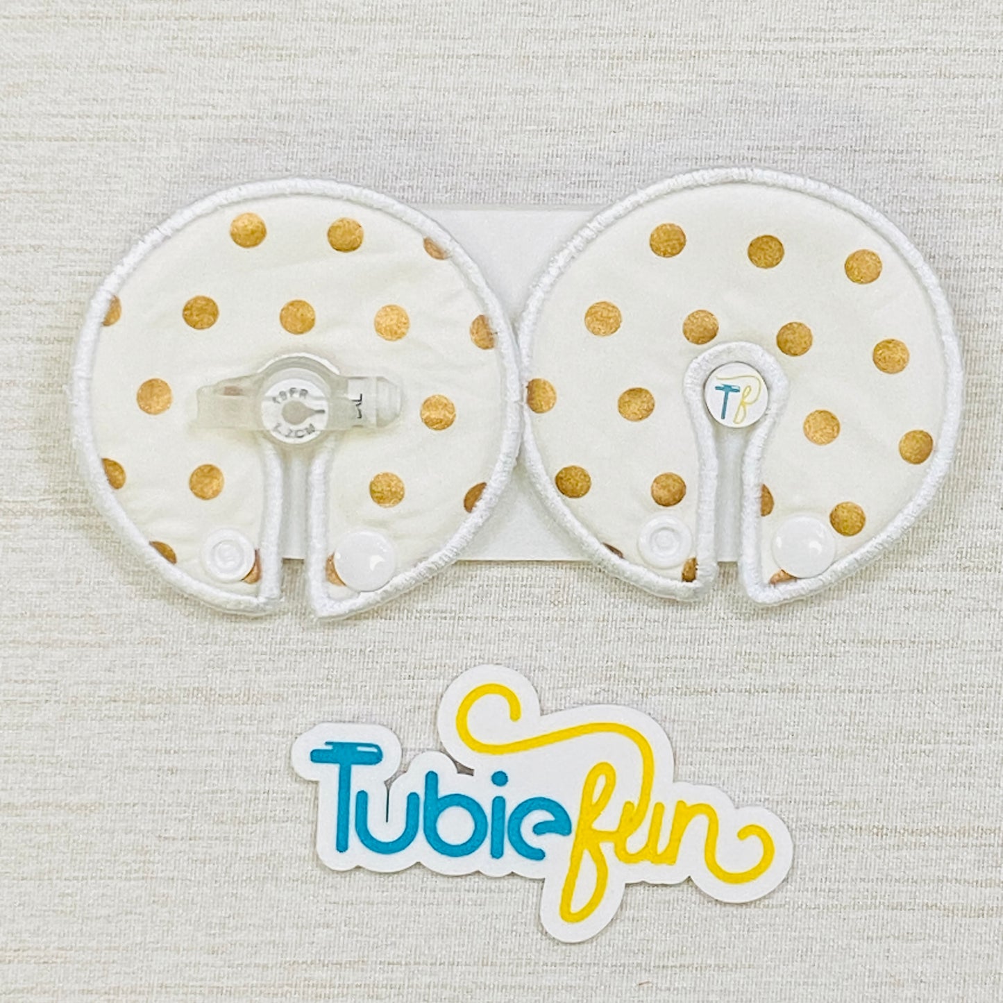 Button Pad Cover Large - Gold Dots on White