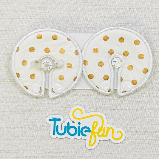 Button Pad Cover Large - Gold Dots on White