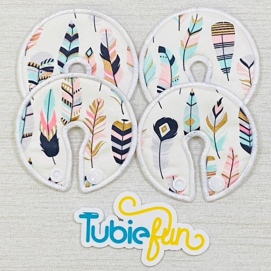 Button Pad Cover Large - Pink & Gold Feathers