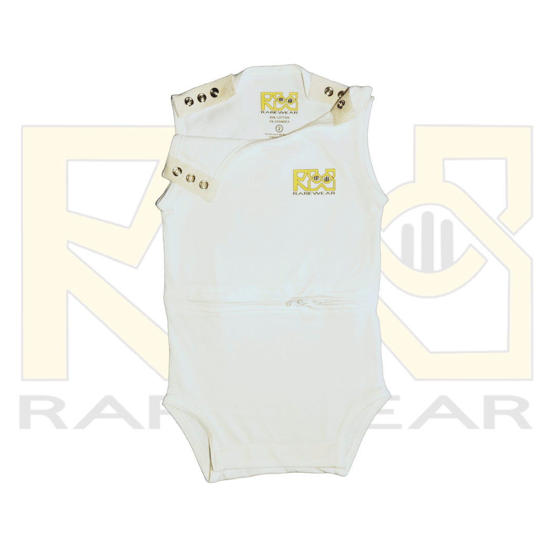 White OneEase Adaptive Onesie – full view