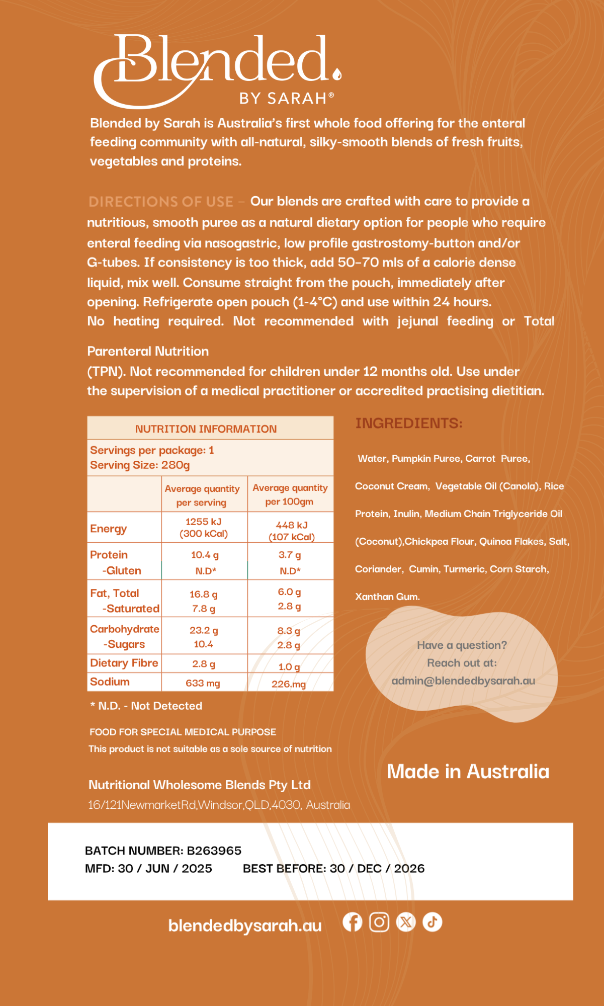 Blended by Sarah - Pumpkin Spice Plant Based