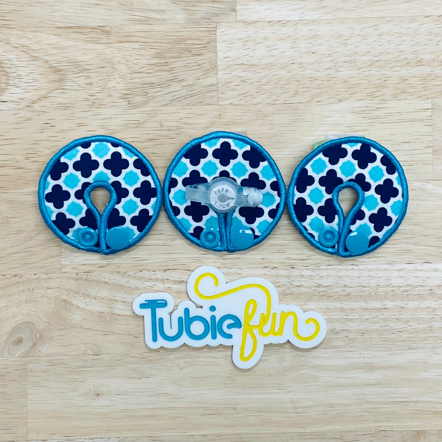 G-Tube Button Pad Cover - Blue and Teal Pattern
