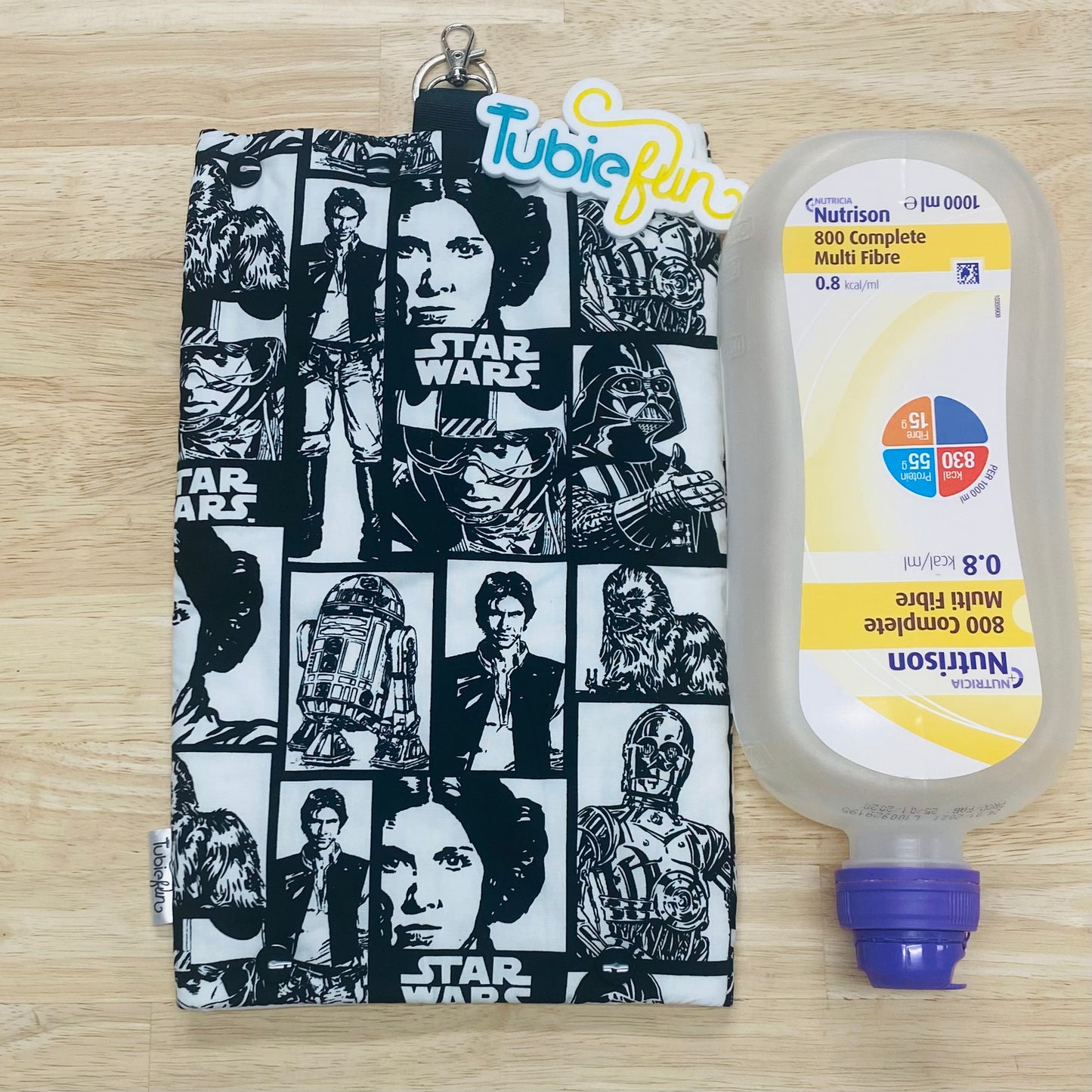 Insulated Milk Bag Suitable for 1L Flocare Bottle - Black and White Star Characters