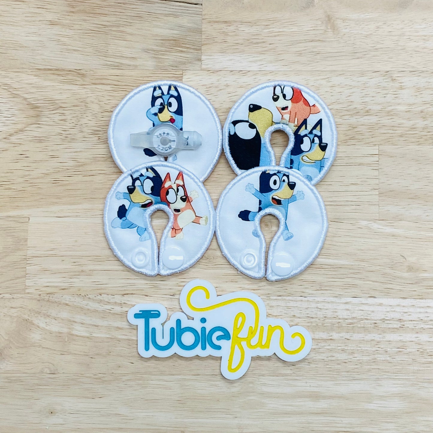G-Tube Button Pad Cover - Blue Heeler Family on White