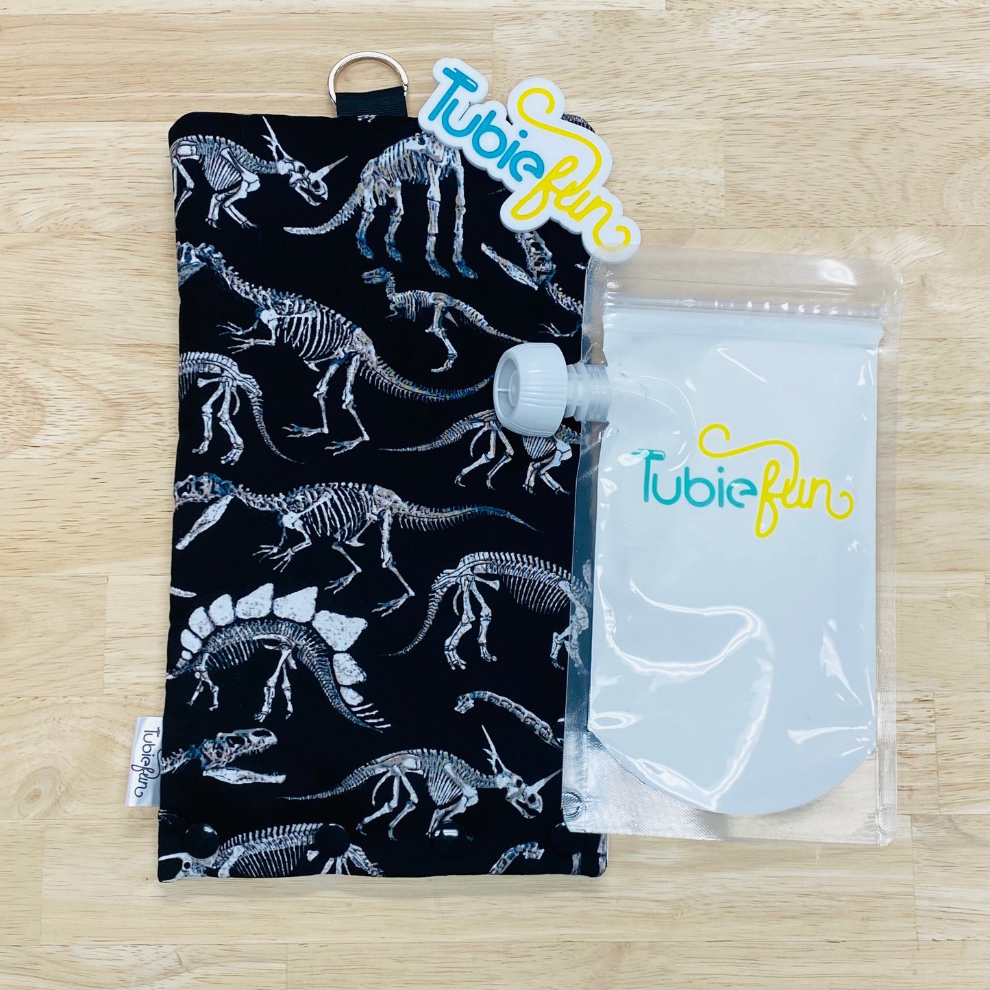 Insulated Milk Bag Suitable for Tubie Fun 500ml Reusable Pouches - Skeleton Dinosaurs