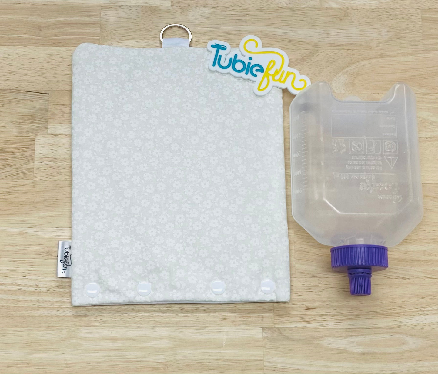 Insulated Milk Bag Suitable for 500ml Flocare Bottle in - White Flowers on Cream