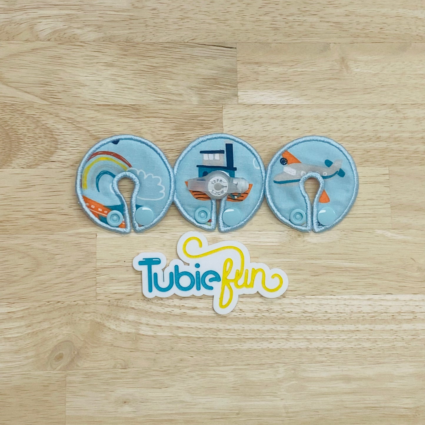 G-Tube Button Pad Cover - Boats, Planes and Rainbows