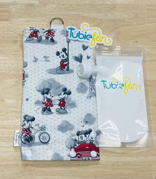 Insulated Milk Bag Suitable for Tubie Fun 500ml Reusable Pouches - Mouse Couple on White