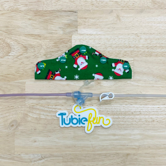 Feeding Tube Connection Cover - Santa on Green