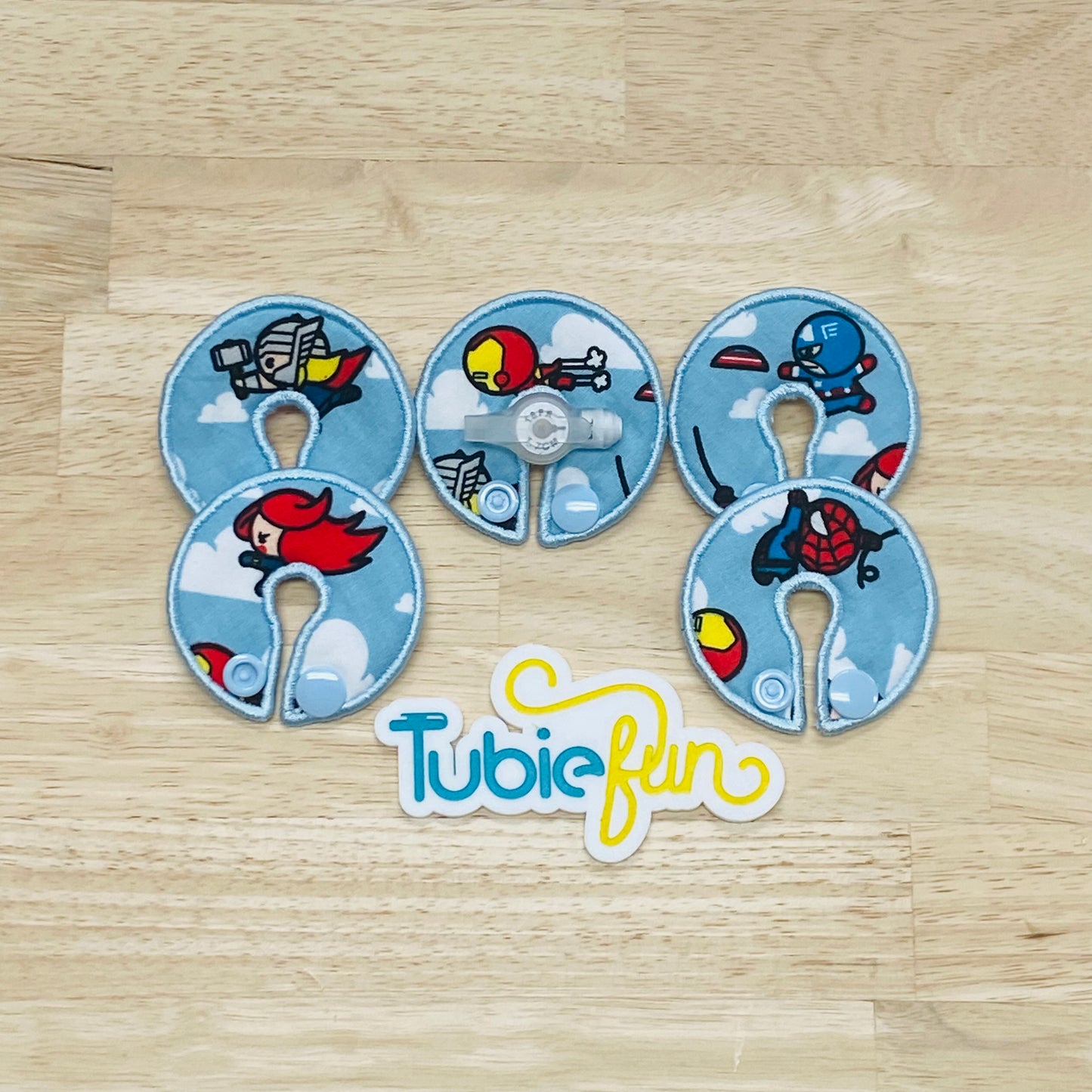 G-Tube Button Pad Cover - Comic Heroes on Blue