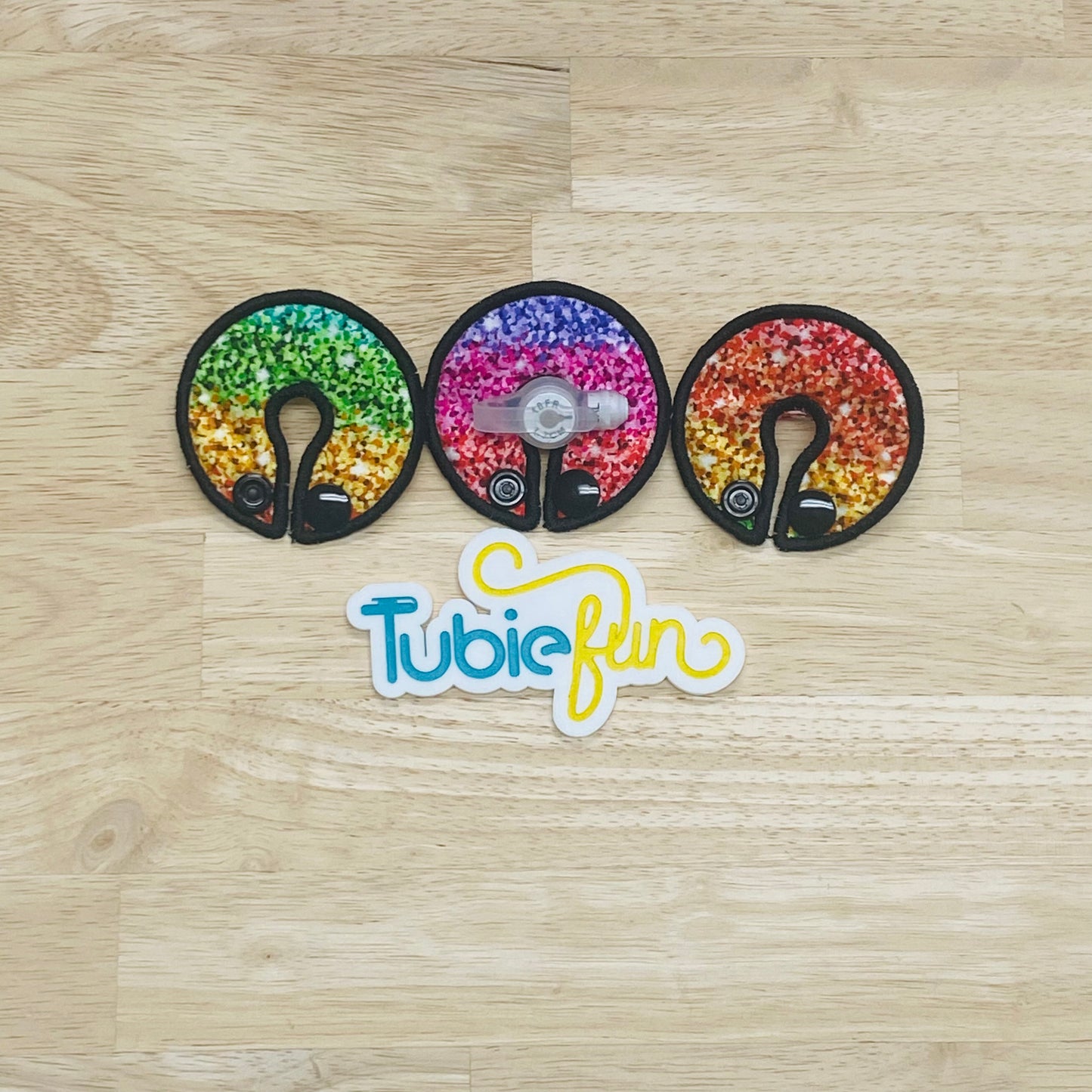 G-Tube Button Pad Cover - Rainbow Gems