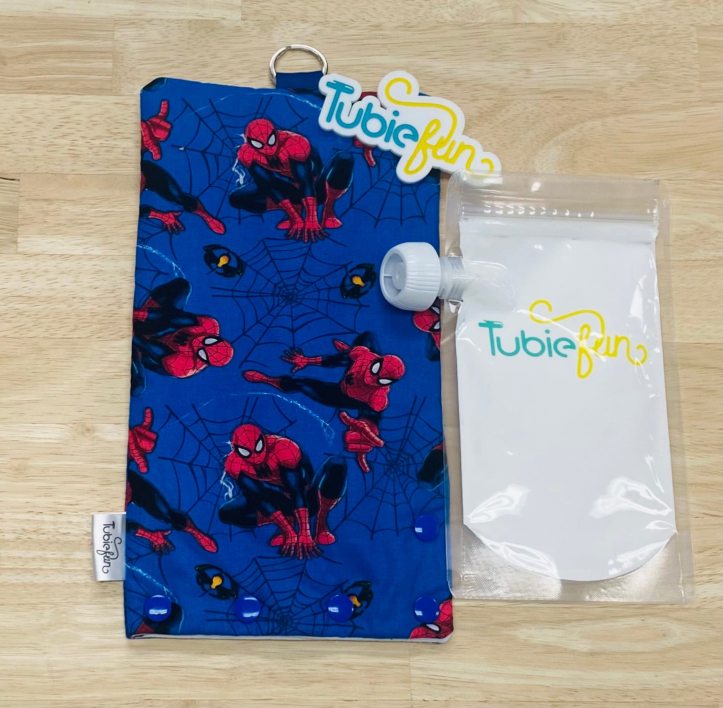 Insulated Milk Bag Suitable for Tubie Fun 500ml Reusable Pouches - Spider Hero and Webs