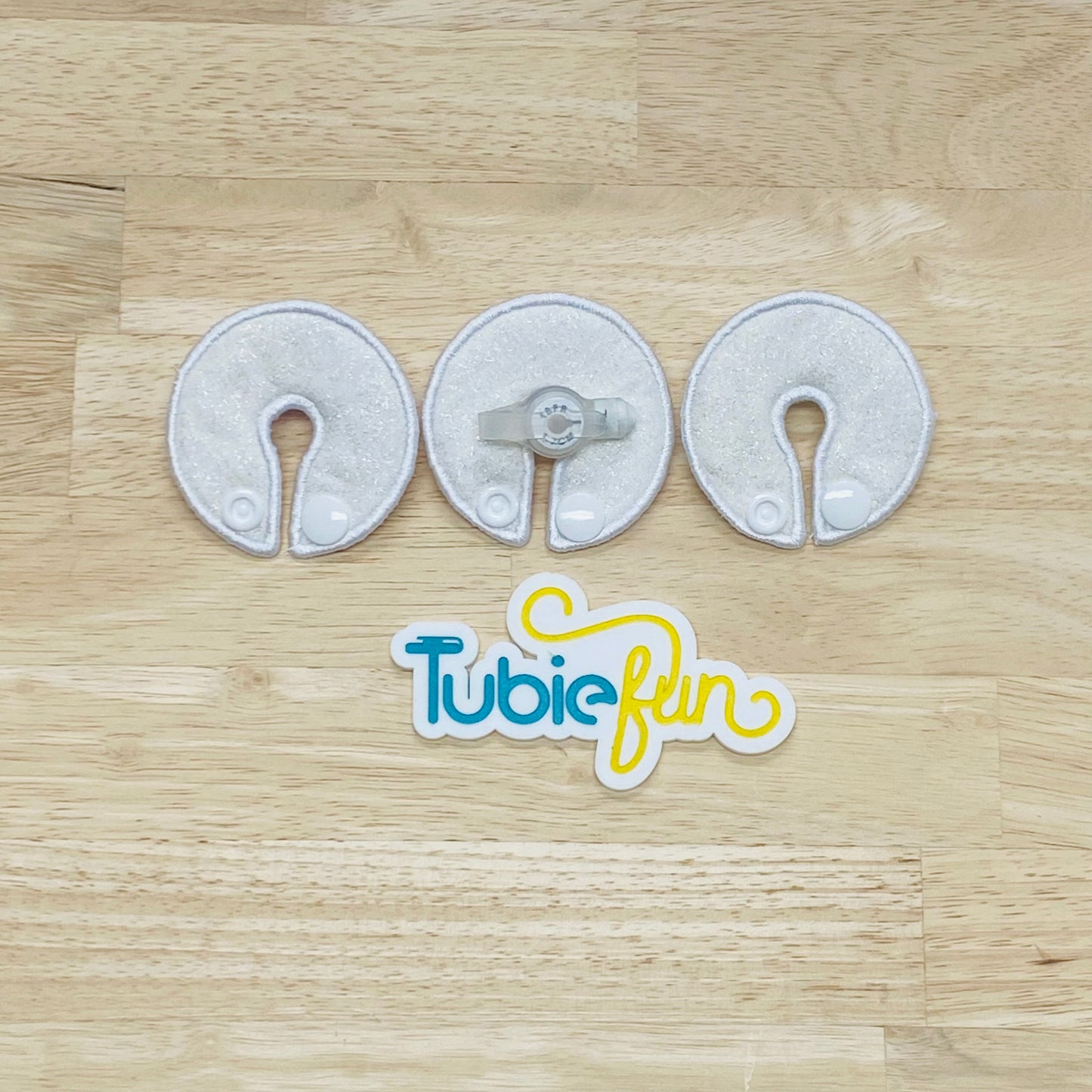 G-Tube Button Pad Cover - White with Glitter