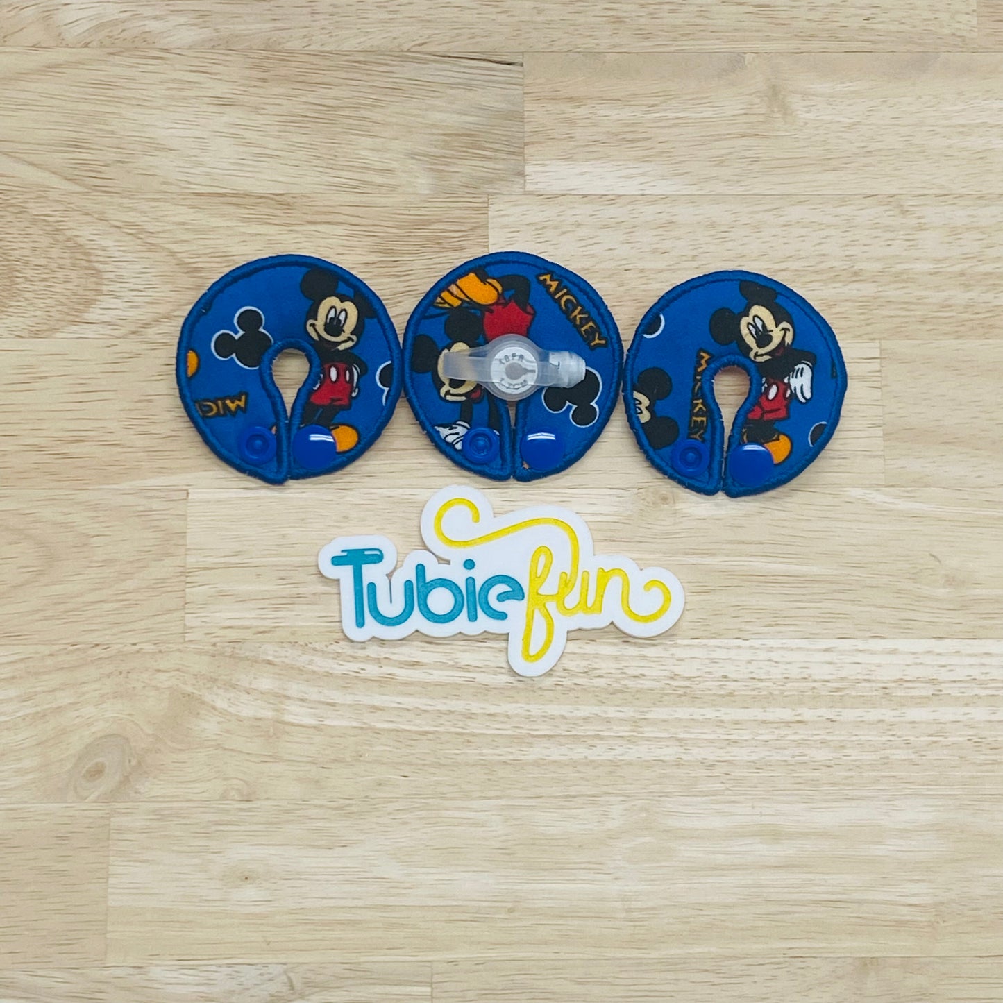 G-Tube Button Pad Cover - Mouse on Blue