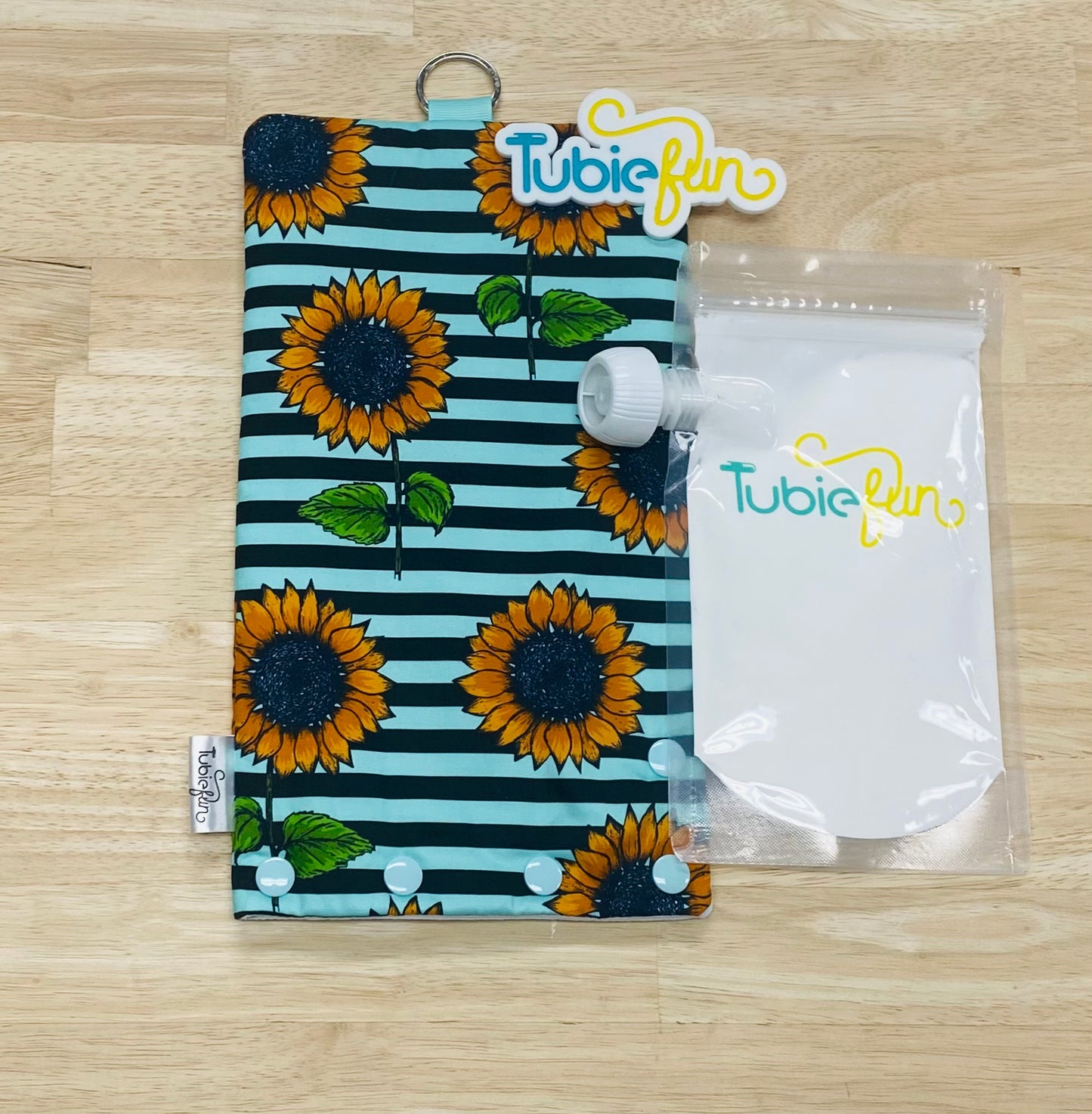 Insulated Milk Bag Suitable for Tubie Fun 500ml Reusable Pouches - Large Sunflowers
