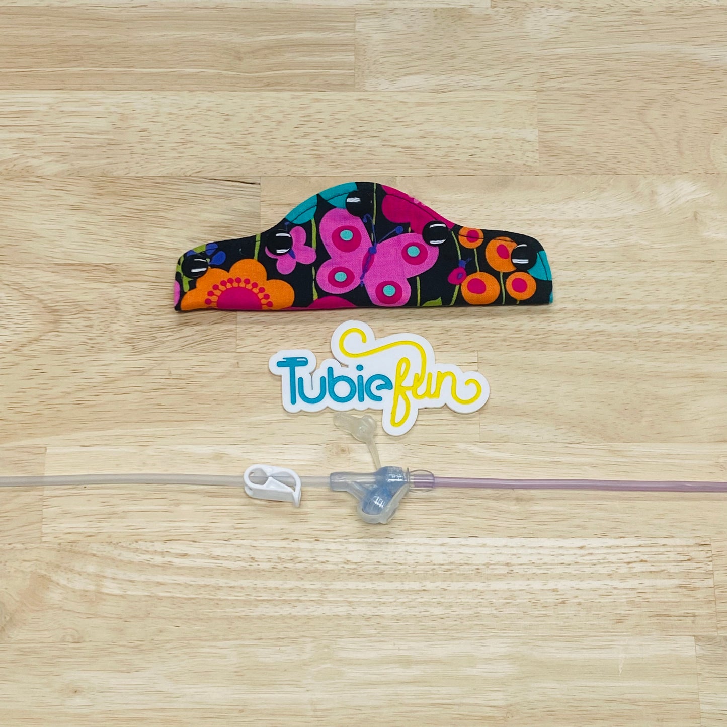 Feeding Tube Connection Cover - Colourful Butterfly and Flowers
