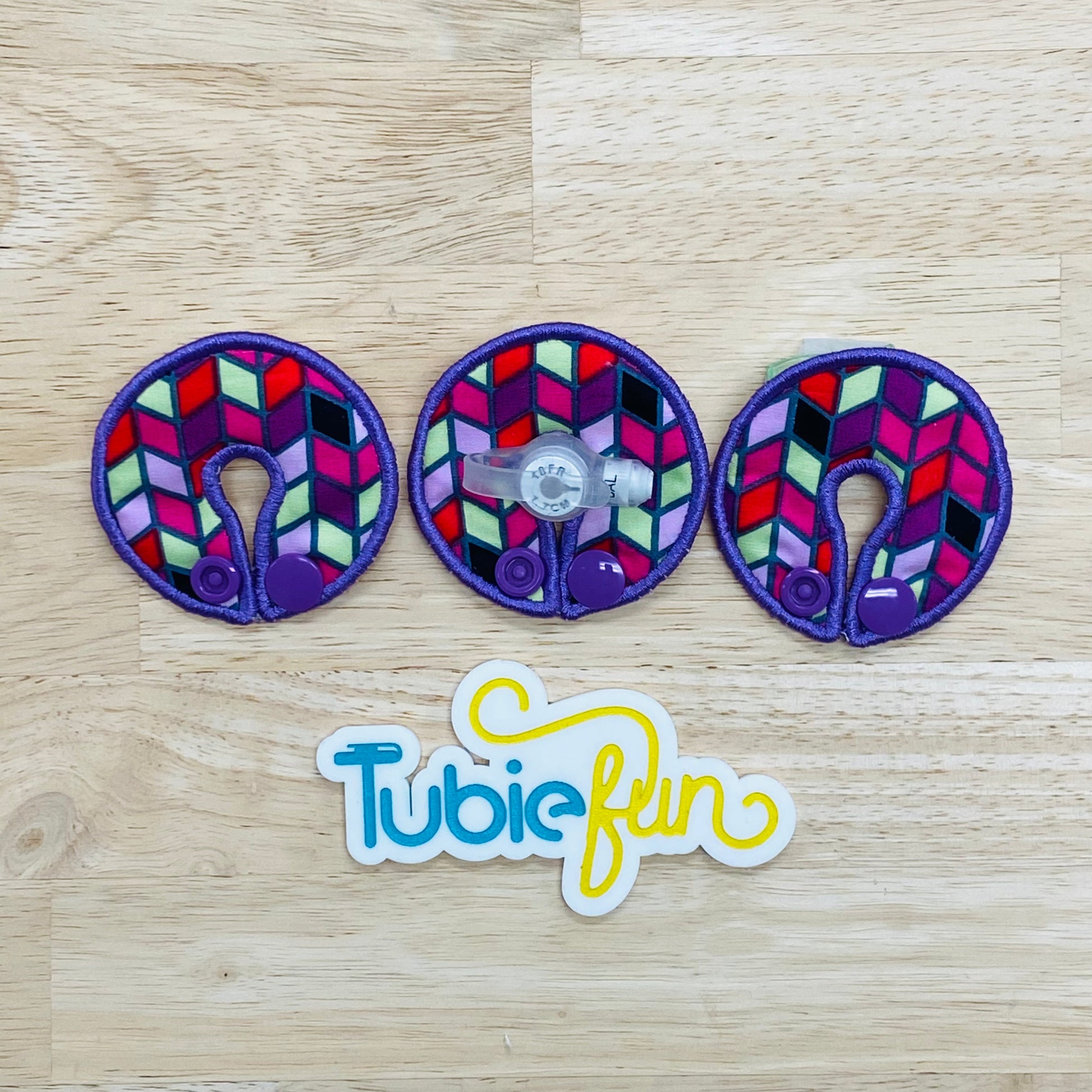GTube Button Pad Cover Purple and Green Pattern Tubie Fun