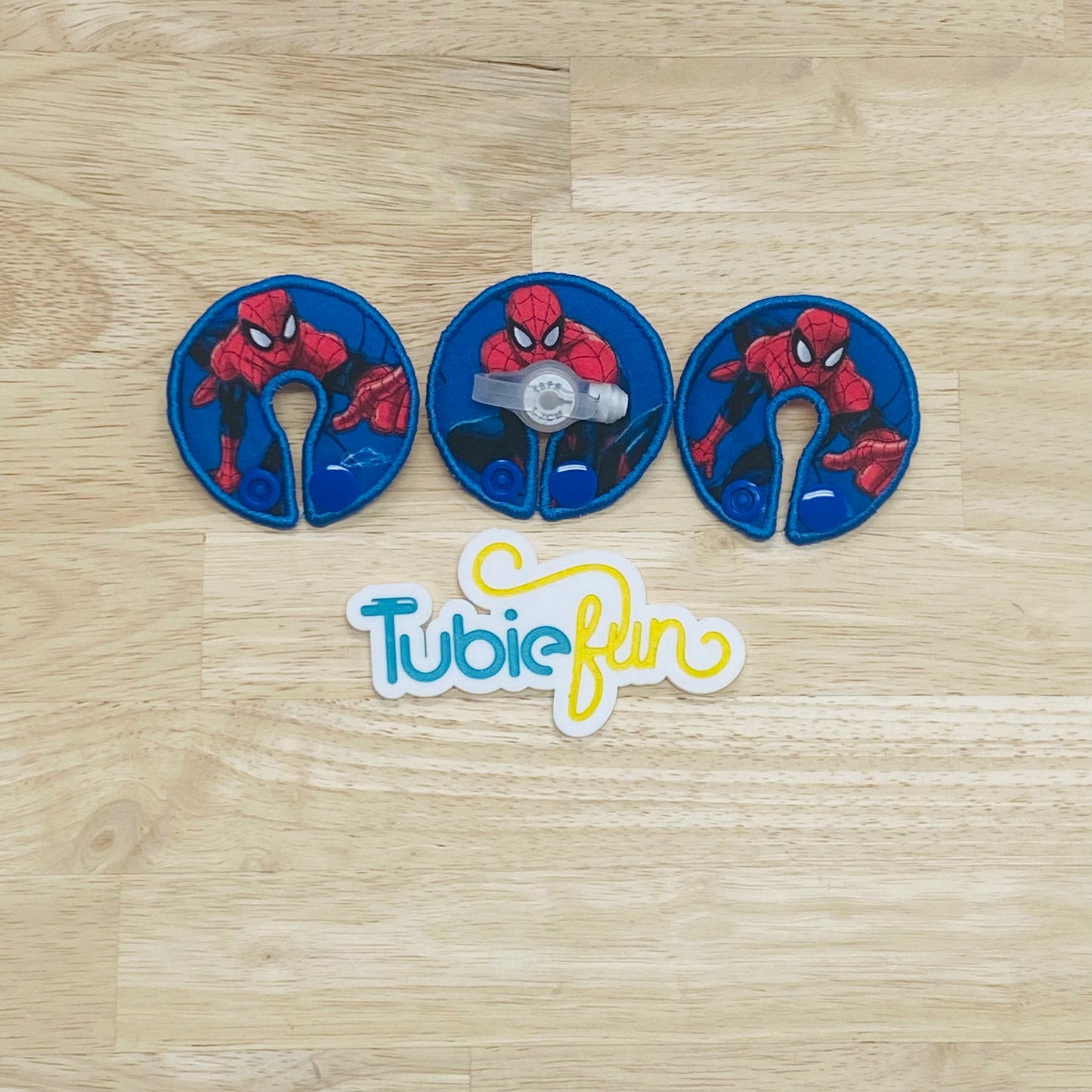 G-Tube Button Pad Cover - Spider Hero on Blue