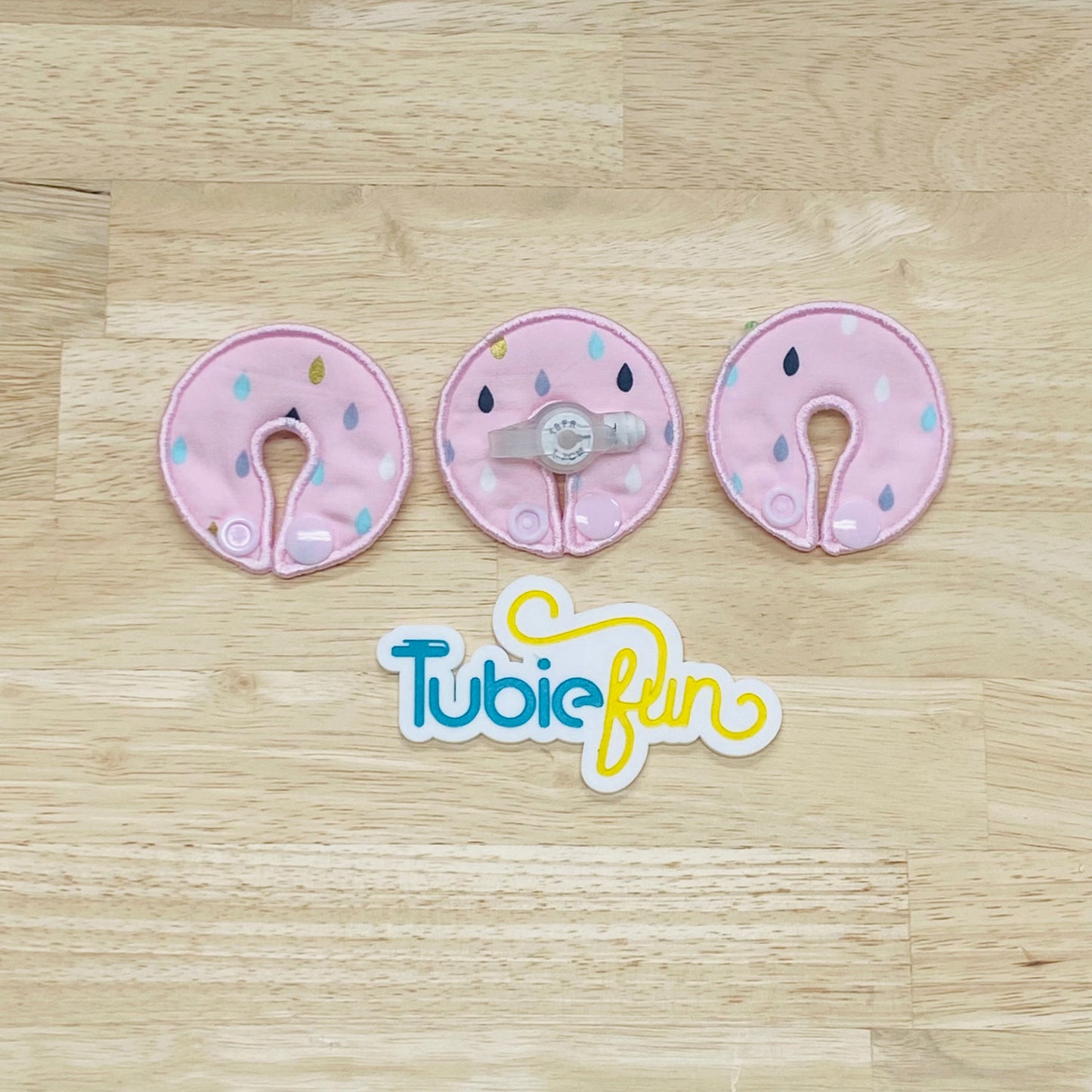 G-Tube Button Pad Cover - Teardrops on Pink
