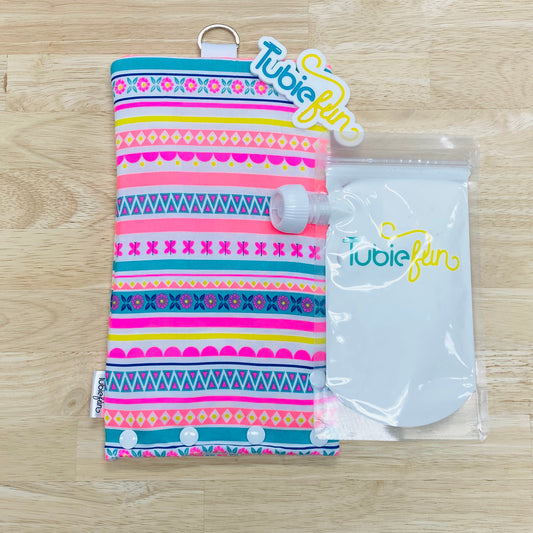 Insulated Milk Bag Suitable for Tubie Fun 500ml Reusable Pouches - Bright Pattern