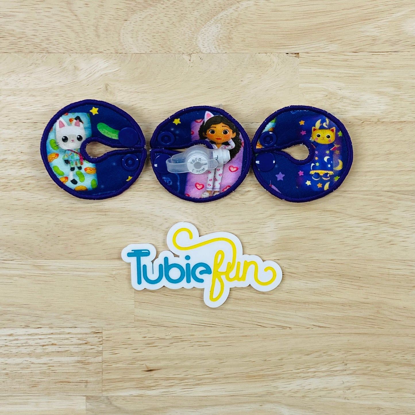 G-Tube Button Pad Cover - Gabby and Friends on Purple
