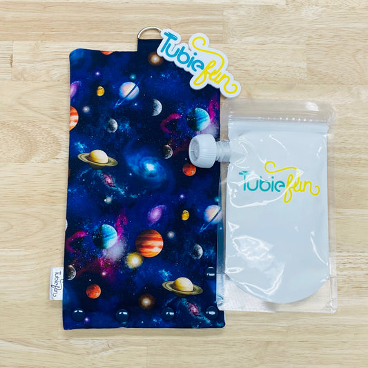 Insulated Milk Bag Suitable for Tubie Fun 500ml Reusable Pouches - Planets