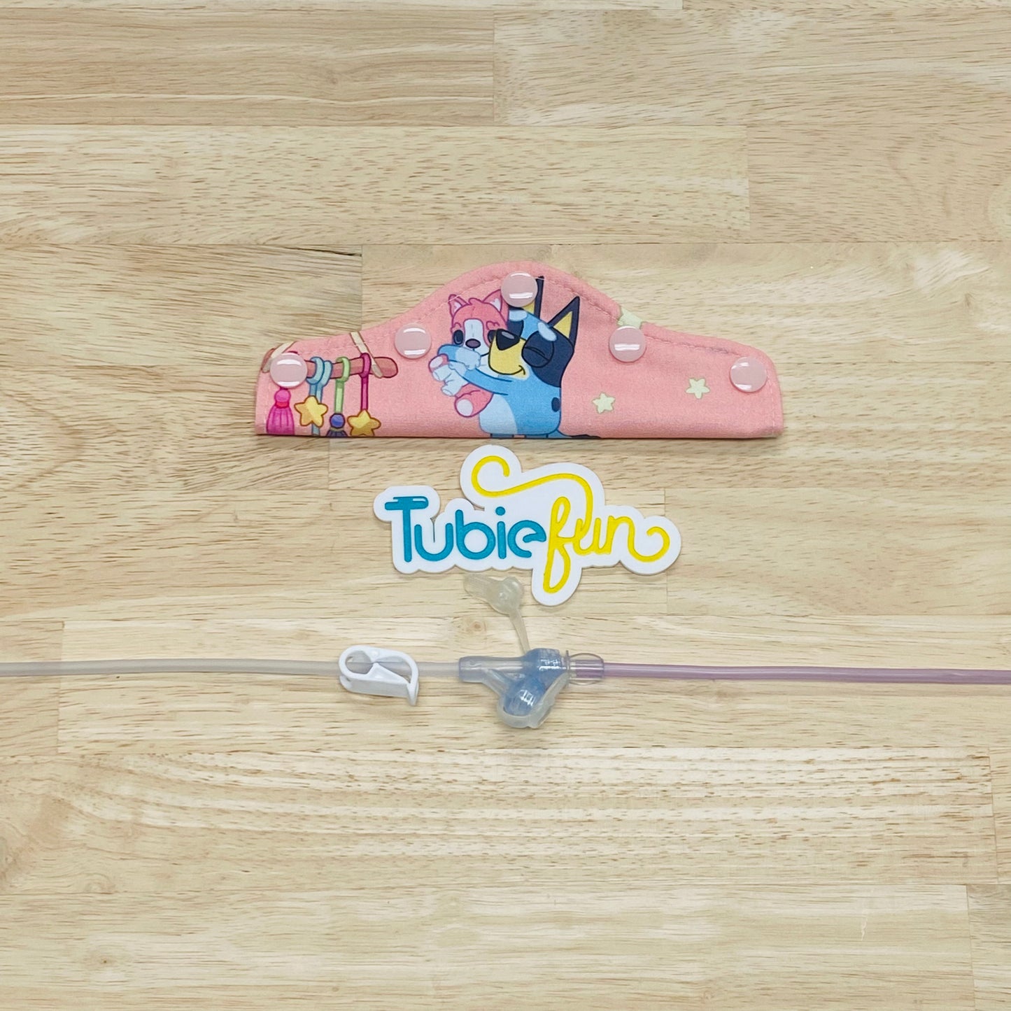 Feeding Tube Connection Cover - Blue Heeler Dogs on Pink