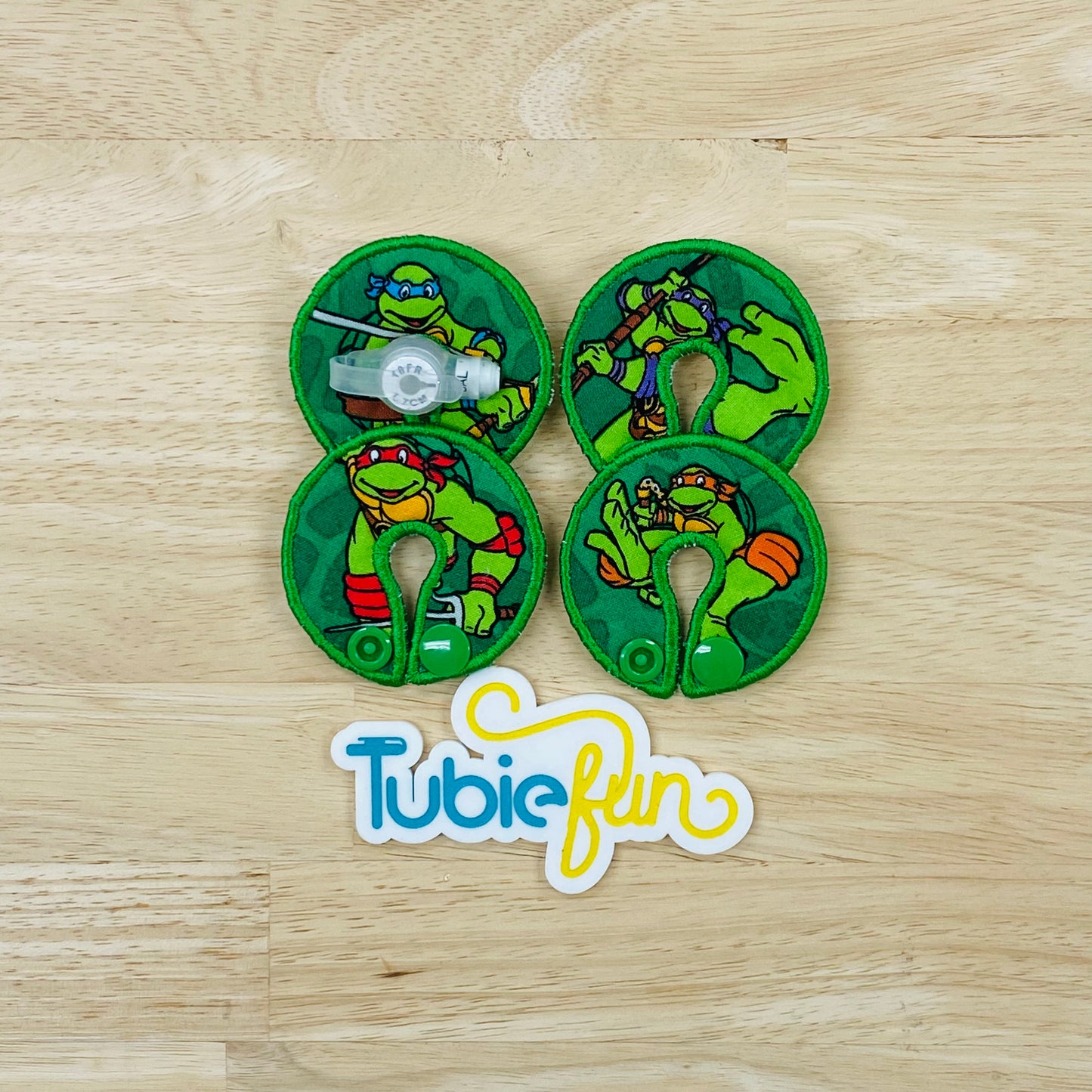 G-Tube Button Pad Cover - Turtle Ninja on Green