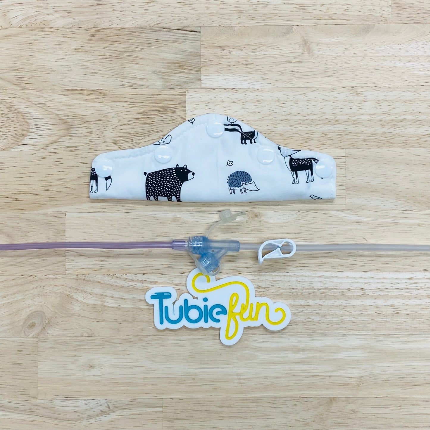 Feeding Tube Connection Cover - Woodland Animals on White