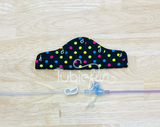 Feeding Tube Connection Cover - Coloured Dots on Black