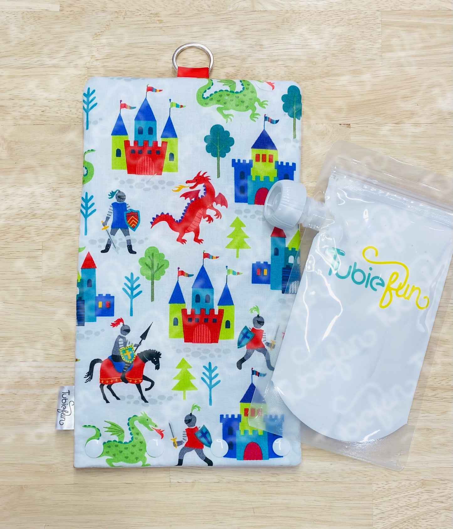 NEW Insulated Milk Bag Suitable for Tubie Fun 500ml Reusable Pouches - Knights and Dragons