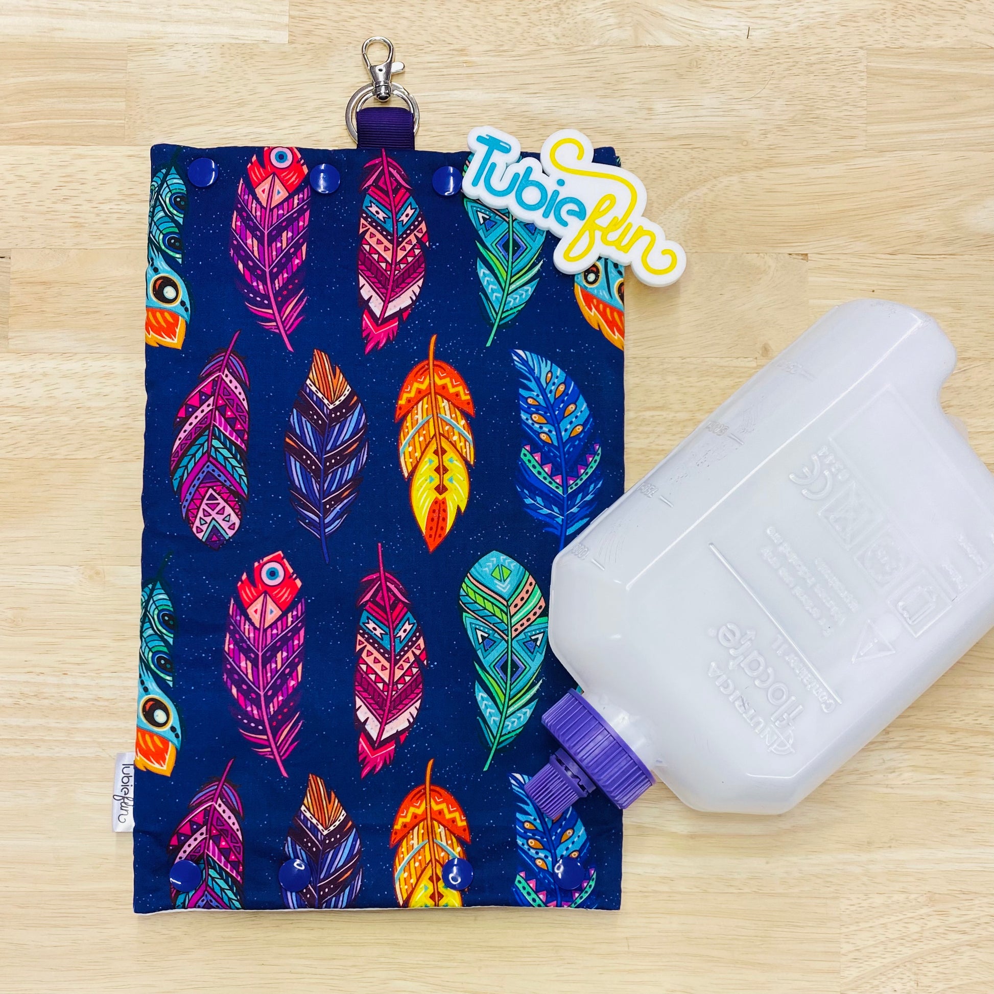 Insulated Milk Bag Suitable for 1L Flocare Bottle Bright Feathers Tubie Fun