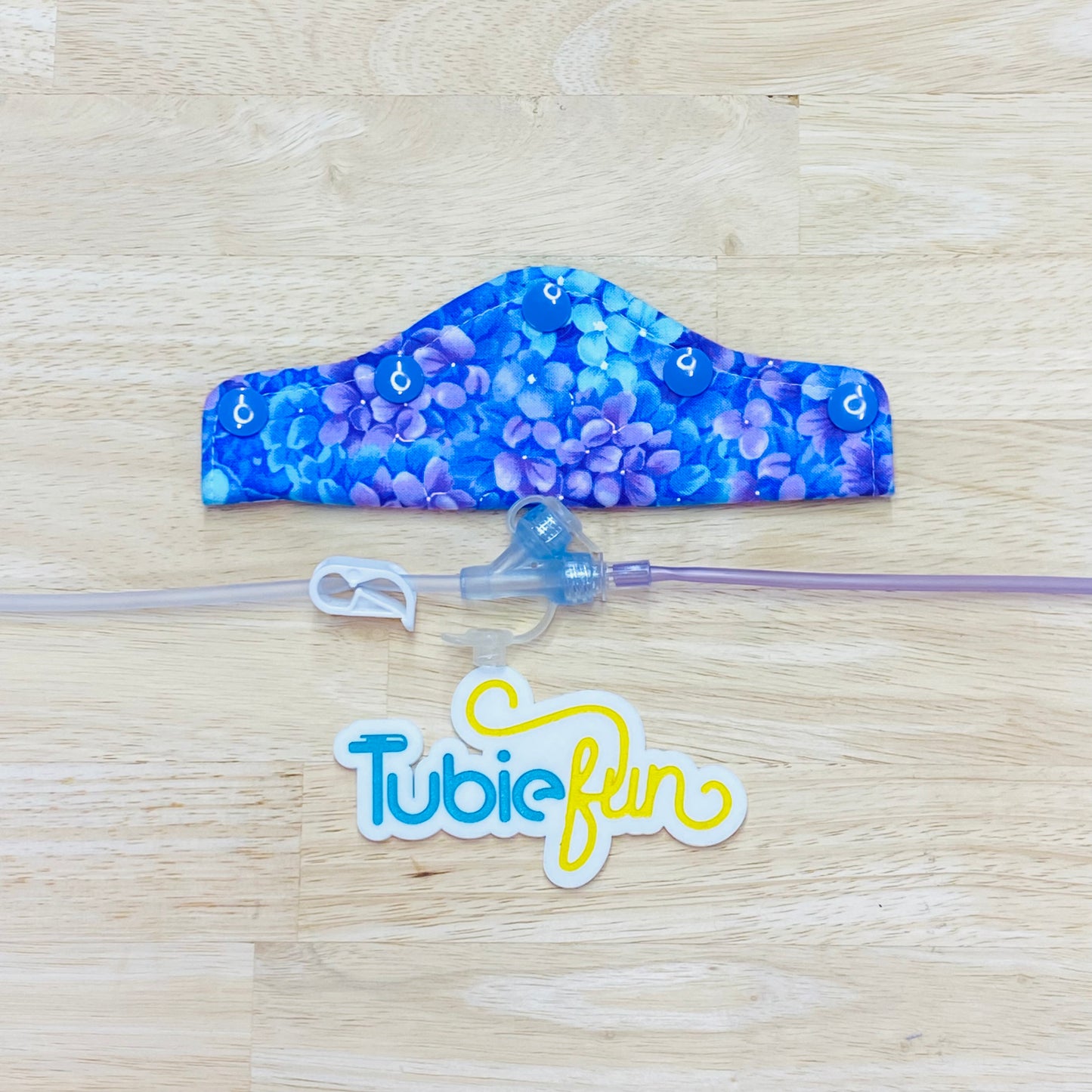 Feeding Tube Connection Cover - Purple and Blue Flowers