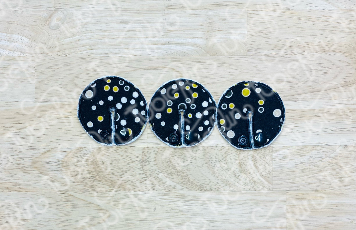 Chait Button Pad Covers - Gold Dots on Black