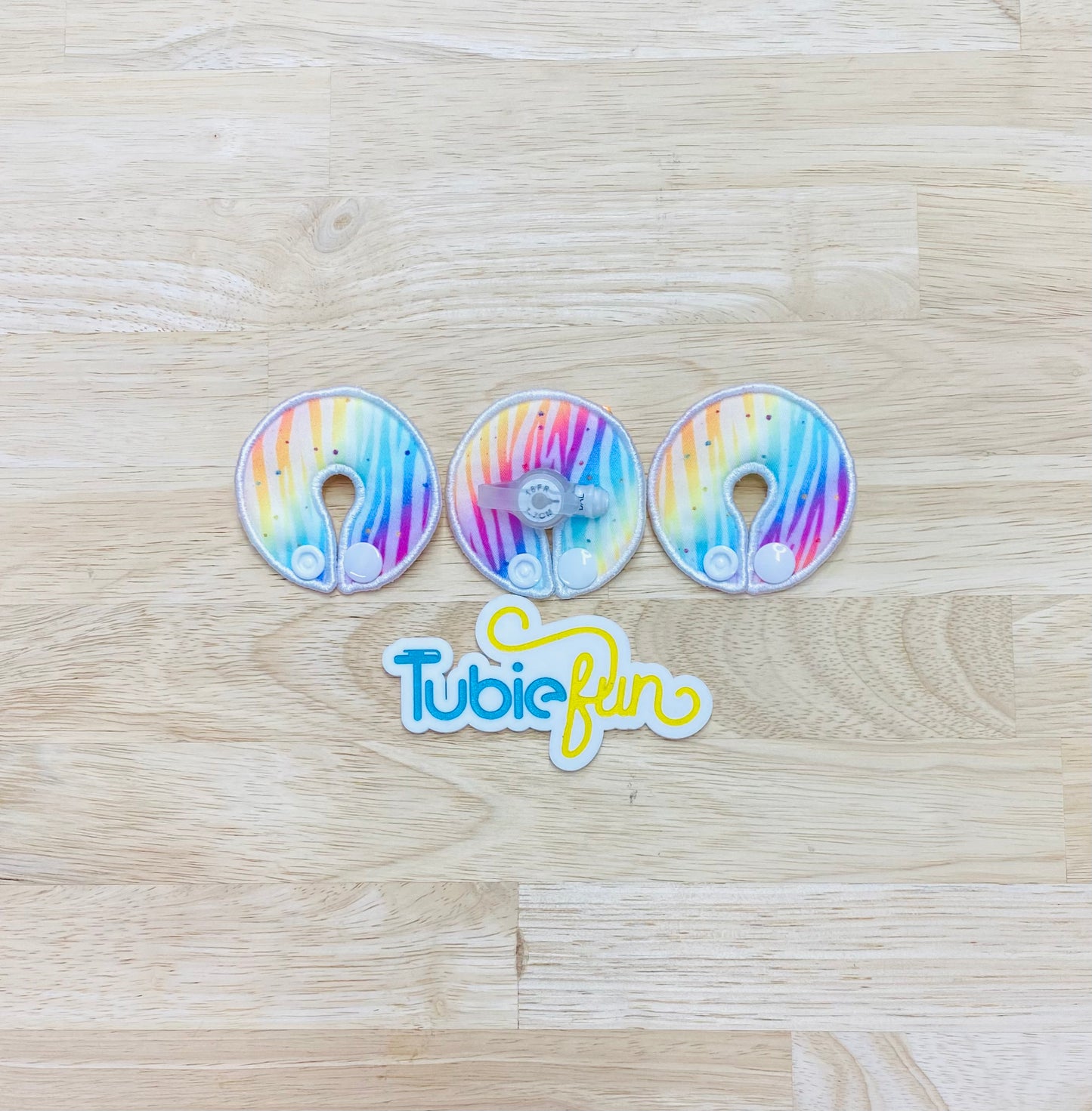 G-Tube Button Pad Cover - Coloured Zebra Stipes
