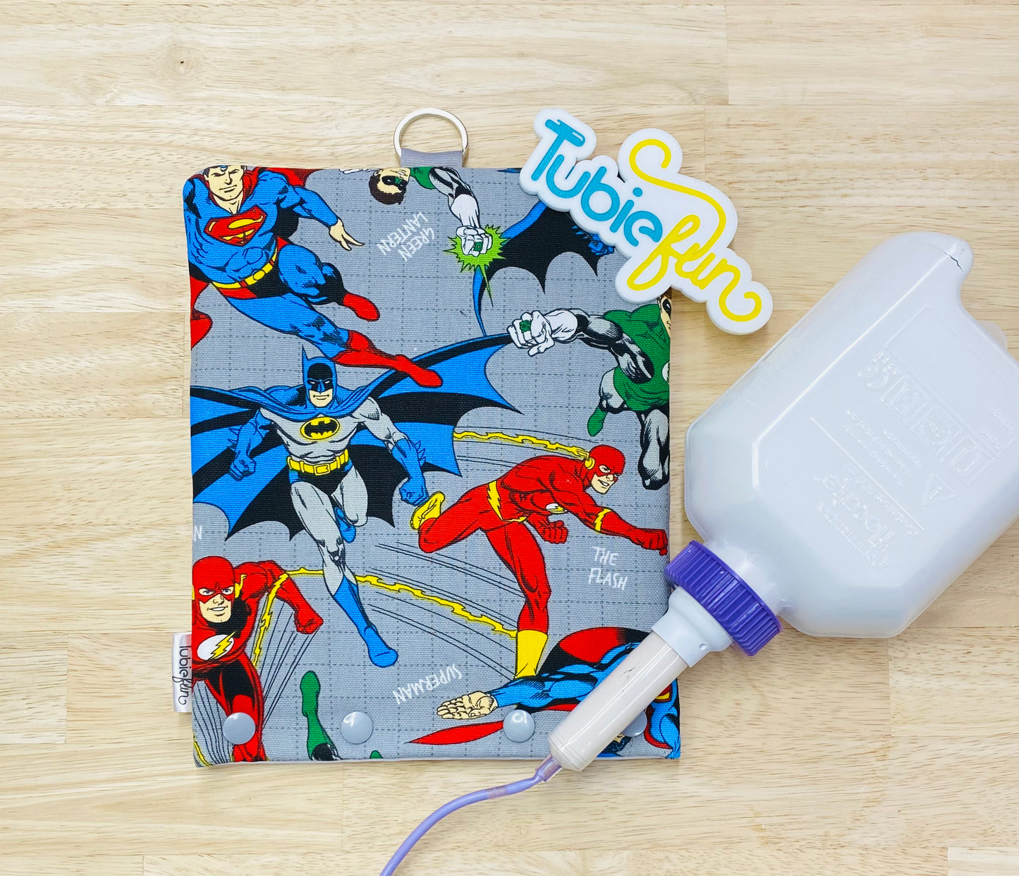 Insulated Milk Bag Suitable for 500ml Flocare Bottle in - Super Heroes on Grey